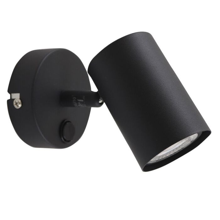 Modern wall spotlight black, Elena, with switch