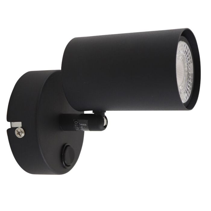 Modern wall spotlight black, Elena, with switch