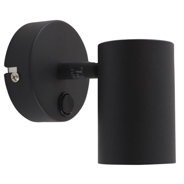 Modern wall spotlight black, Elena, with switch