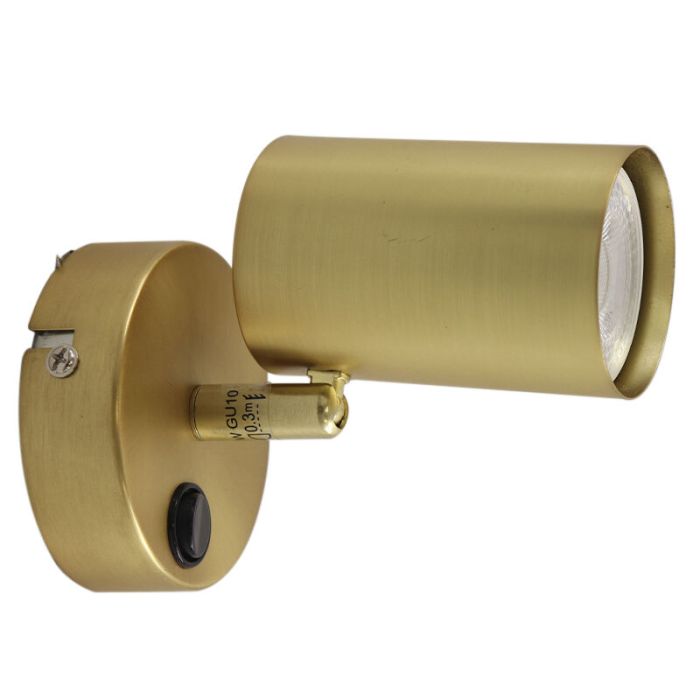Modern wall spotlight brass, Elena, with switch