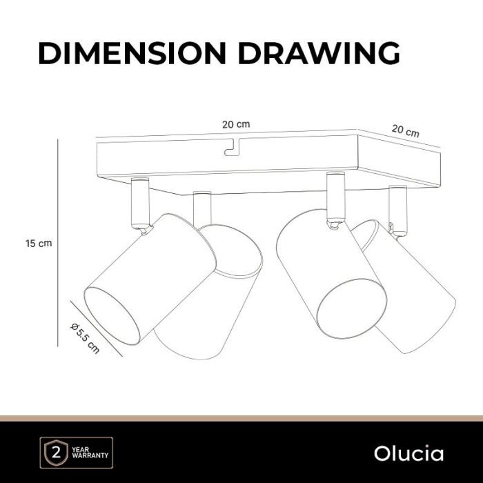 Modern ceiling spotlight black, Elena