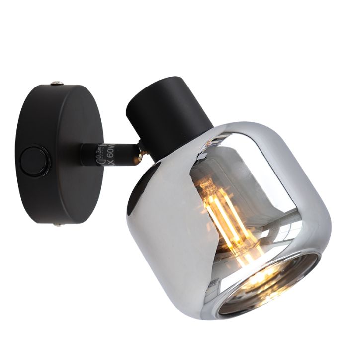 Modern wall spotlight black, Craig, with switch