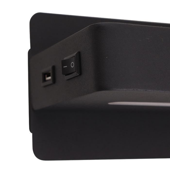 Modern wall light black, Gregor, 10W, 3000K LED, with switch