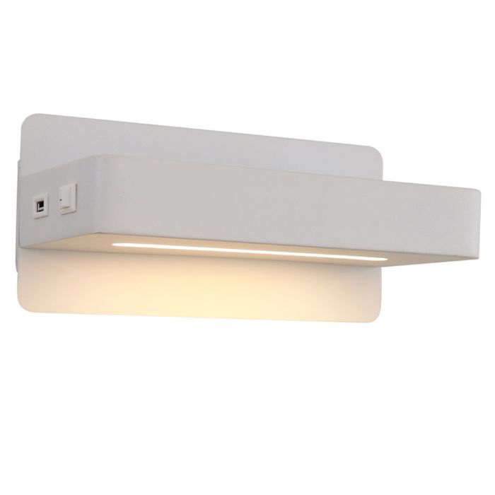 Modern wall light white, Gregor, 10W, 3000K LED, with switch