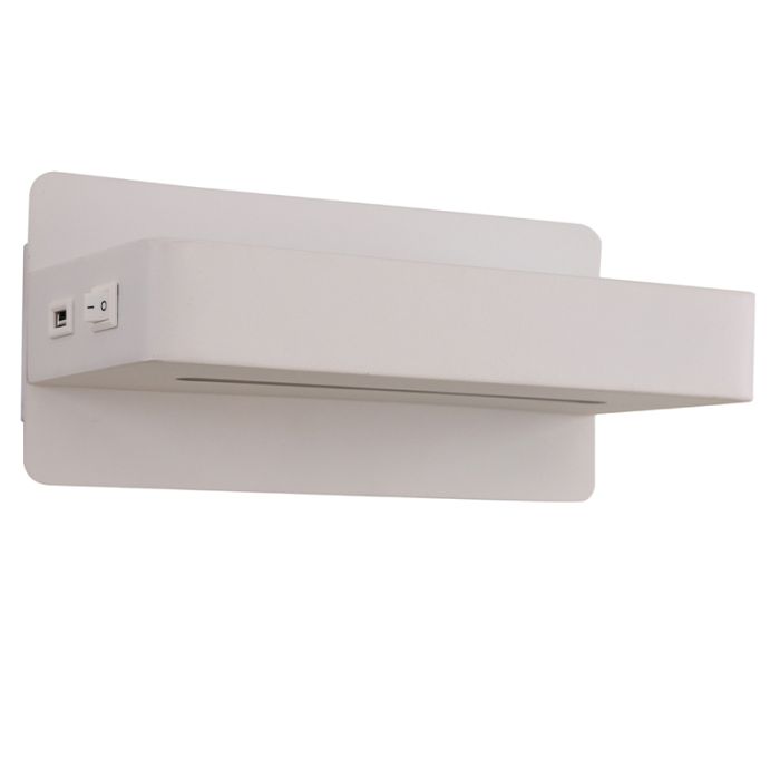 Modern wall light white, Gregor, 10W, 3000K LED, with switch