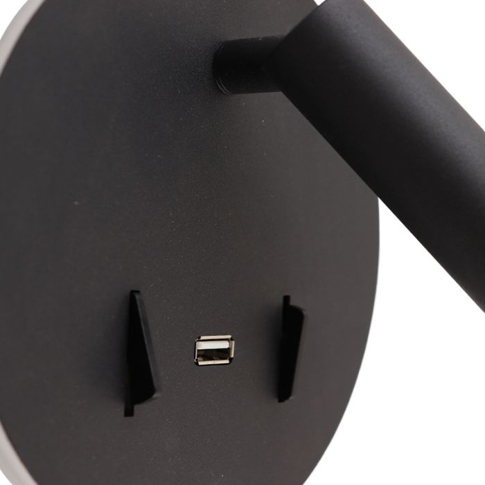 Modern wall light black, Alec, 9W, 3000K LED, with switch