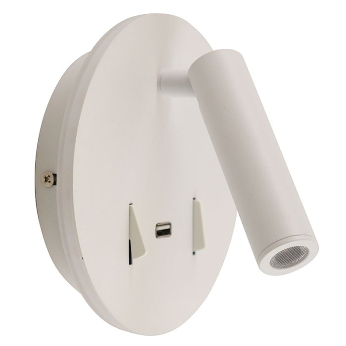 Modern wall light white, Alec, 9W, 3000K LED, with switch