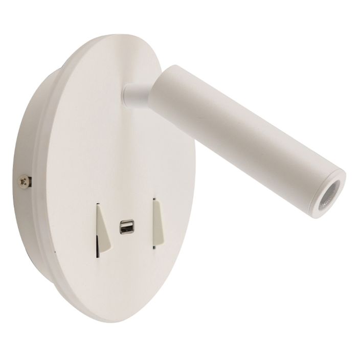 Modern wall light white, Alec, 9W, 3000K LED, with switch