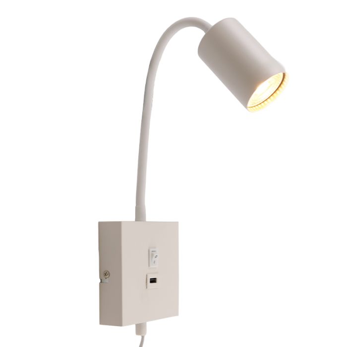 Modern wall spotlight white, Tibor, with switch