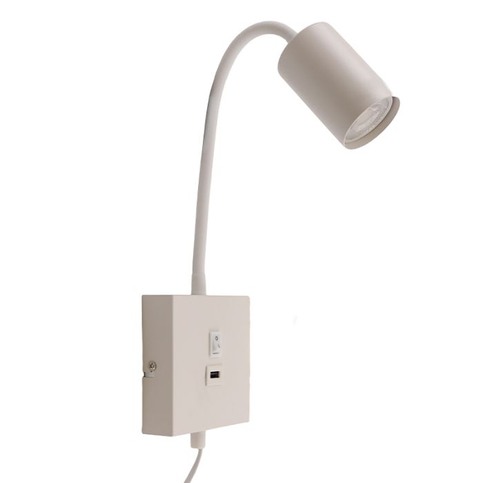 Modern wall spotlight white, Tibor, with switch