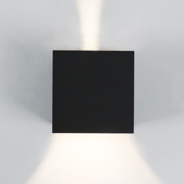 Modern up down wall light black, Dion, 6W, 2700K LED, IP65