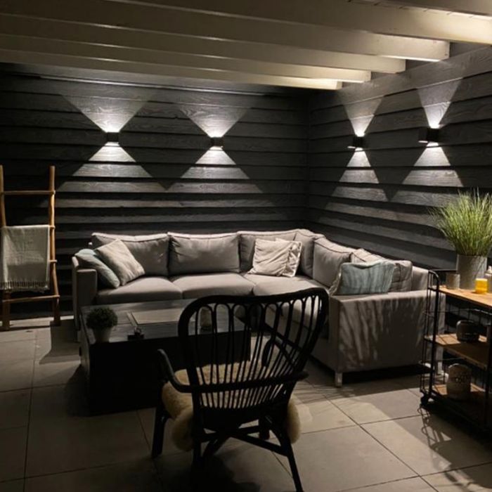 Modern up down wall light black, Dion, 6W, 2700K LED, IP65