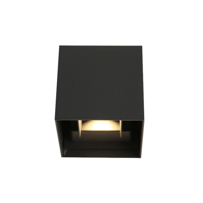 Modern up down wall light black, Dion, 6W, dim to warm LED, IP65