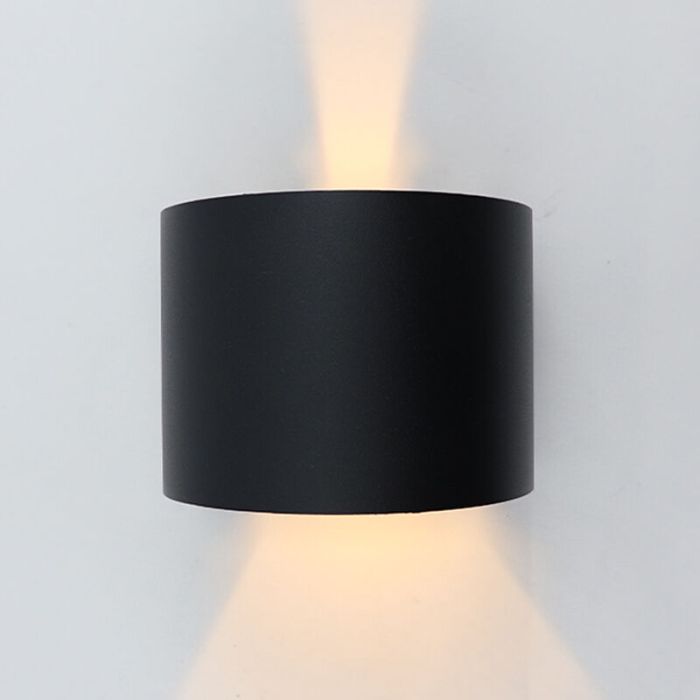 Modern up down wall light black, Dion, 6W, 3000K LED, IP65