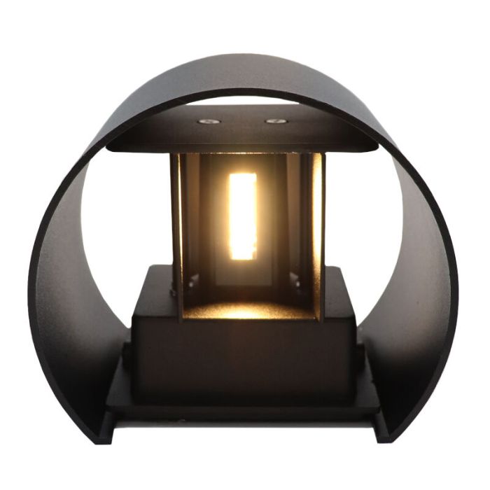 Modern up down wall light black, Dion, 6W, 3000K LED, IP65