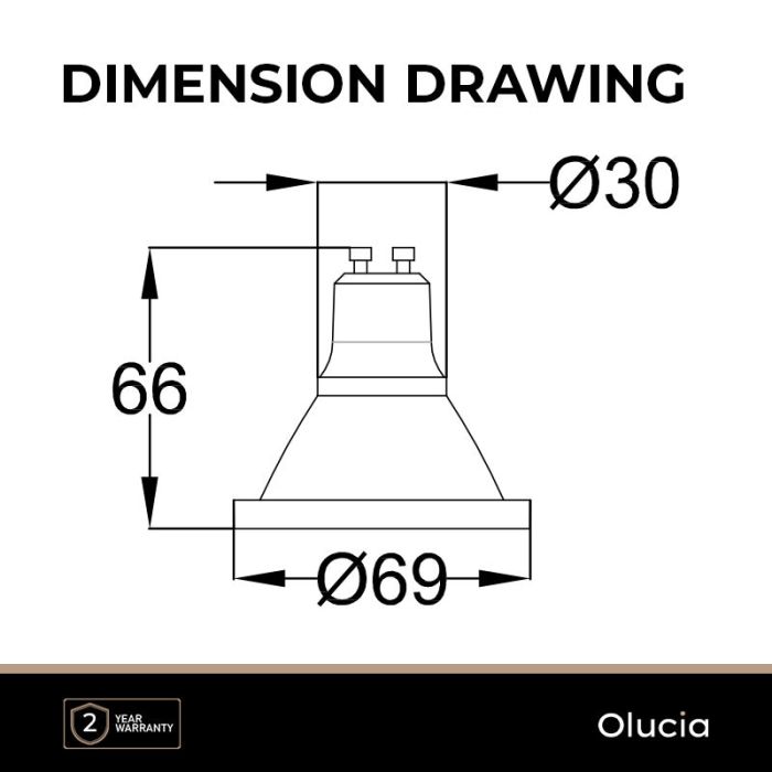 Dimmable Olucia GU10  lamp holder LED light AR70, 6w 2700K (Extra warm white)