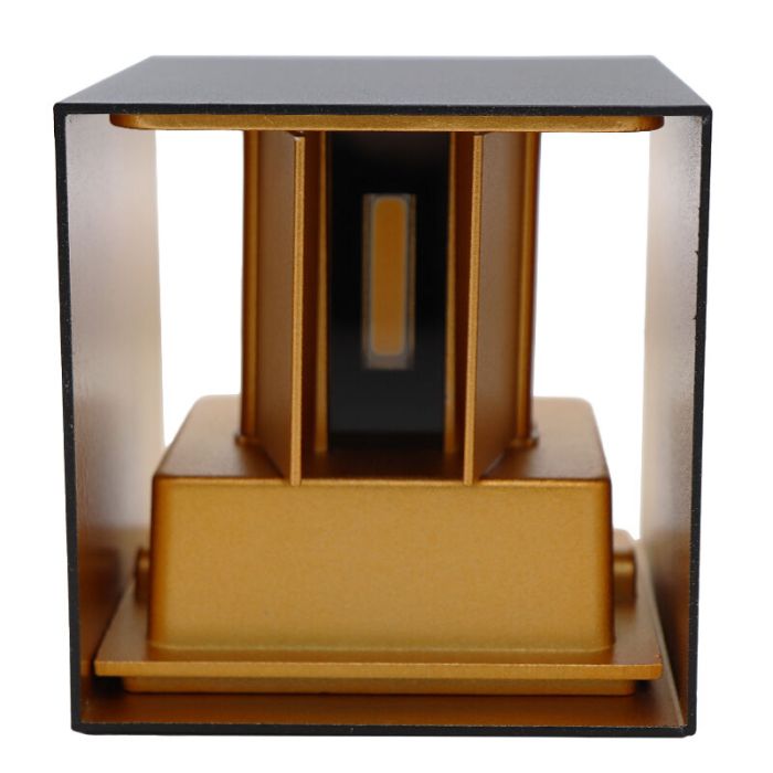 Up down wall light black with gold interior, Dion, 6W, 2700K LED, IP65