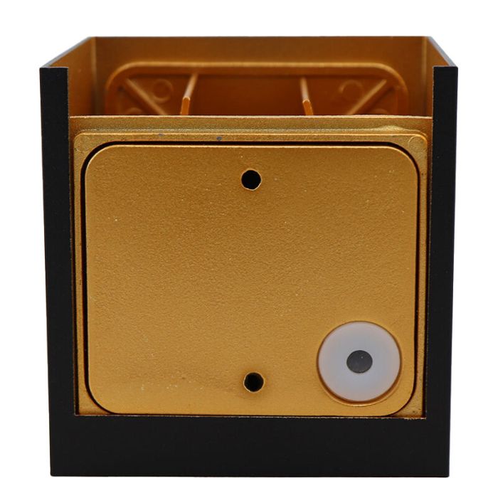 Up down wall light black with gold interior, Dion, 6W, 2700K LED, IP65