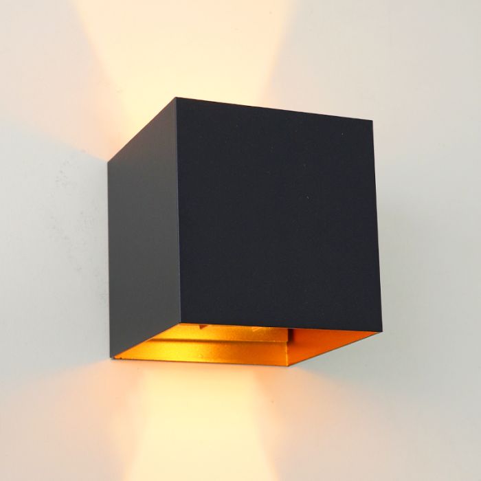Modern up down wall light black, Dion, IP65