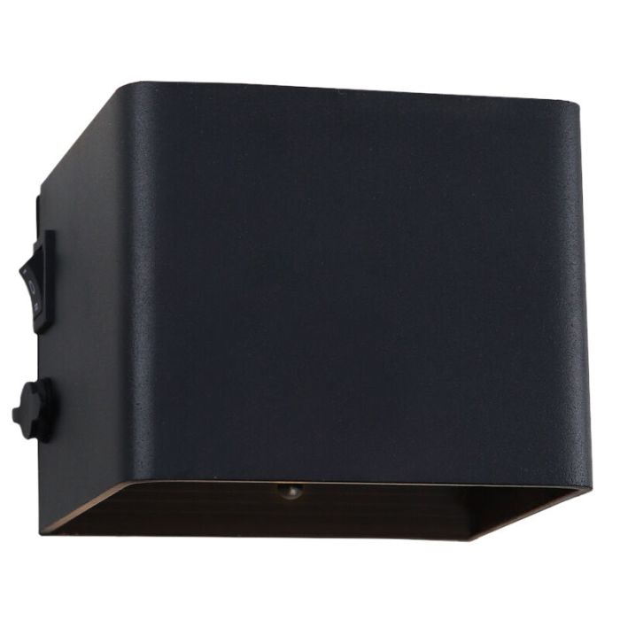 Rechargeable up down wall light black, Dion, 1W, 2700K LED, IP44, motion sensor