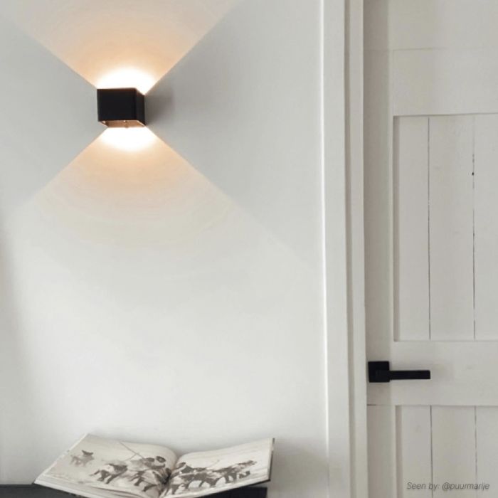 Rechargeable up down wall light black, Dion, 1W, 2700K LED, IP44, motion sensor
