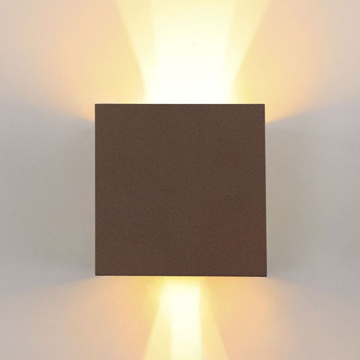 Modern up down wall light rust coloured, Dion, IP65
