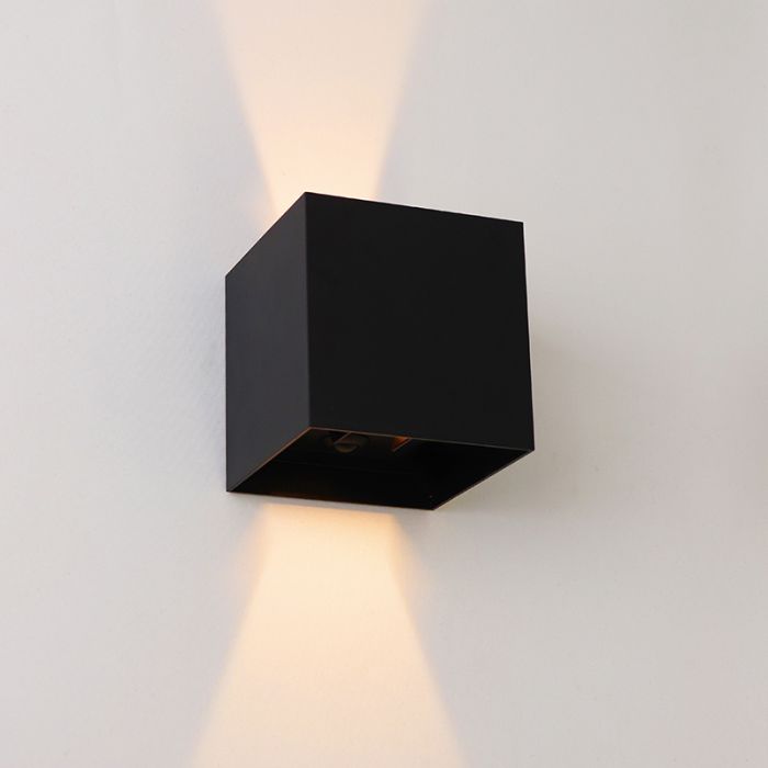 Modern rechargeable wall light black, Dion, 1W, 2700K LED, IP44