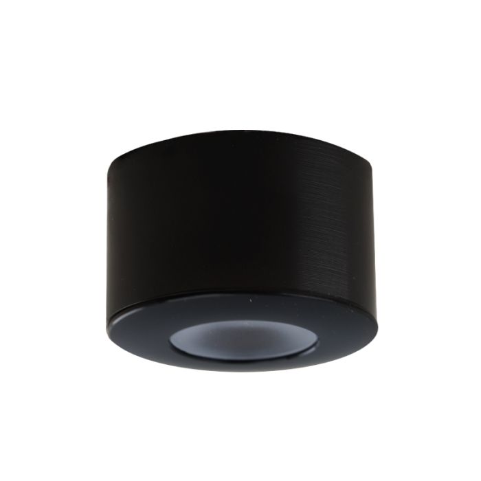 Round black surface mounted spotlight Vasso, IP44, dimmable