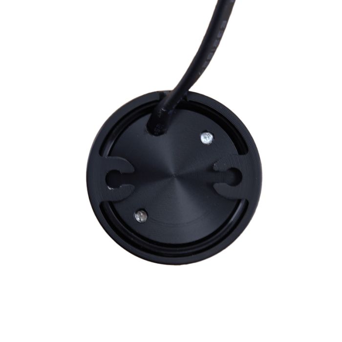 Round black surface mounted spotlight Vasso, IP44, dimmable