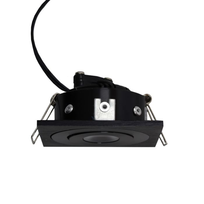 Rona square adjustable porch spotlight, IP44, dimmable, black