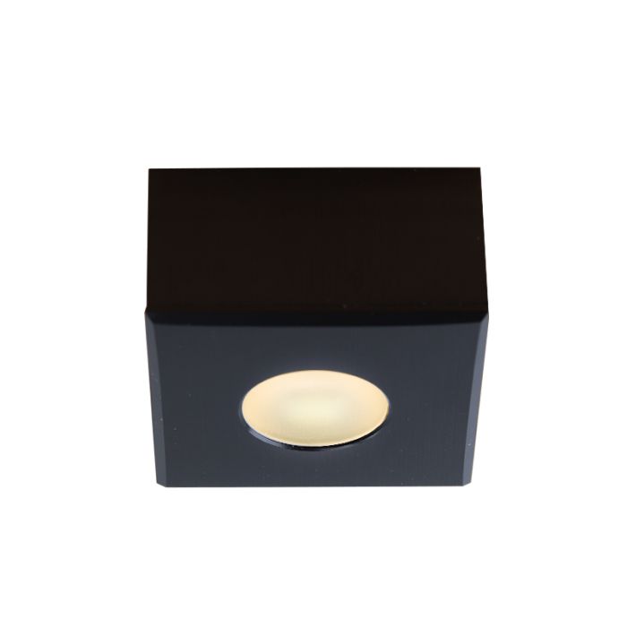 Square black surface mounted spotlight Fredo, IP44, dimmable