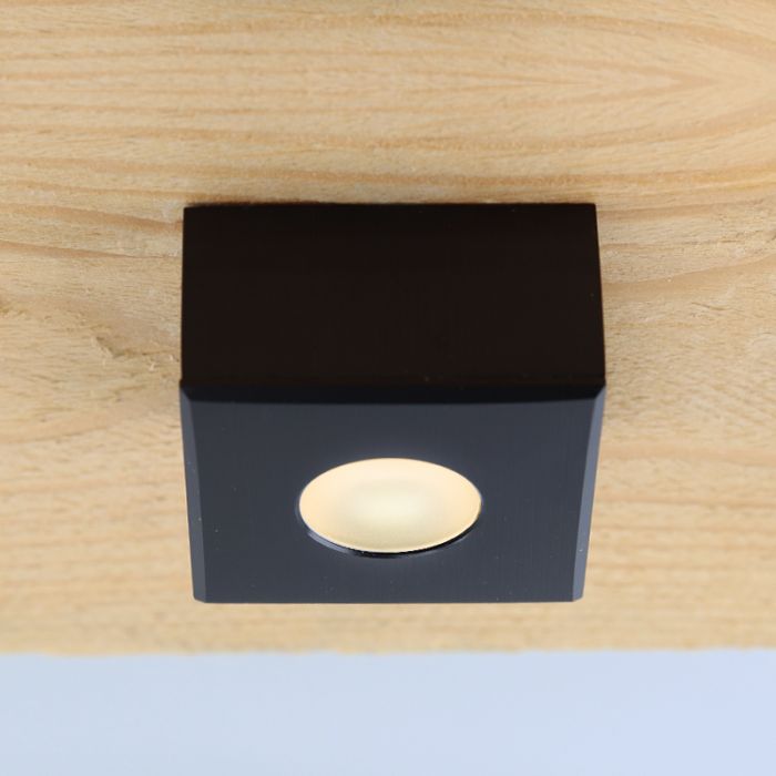 Square black surface mounted spotlight Fredo, IP44, dimmable