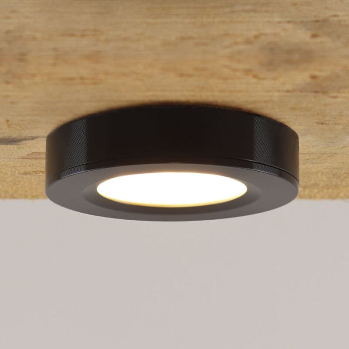 Round kitchen cabinet light, black