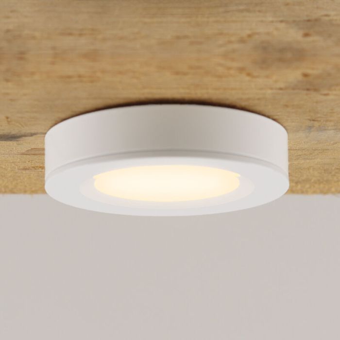 Round kitchen cabinet light, white
