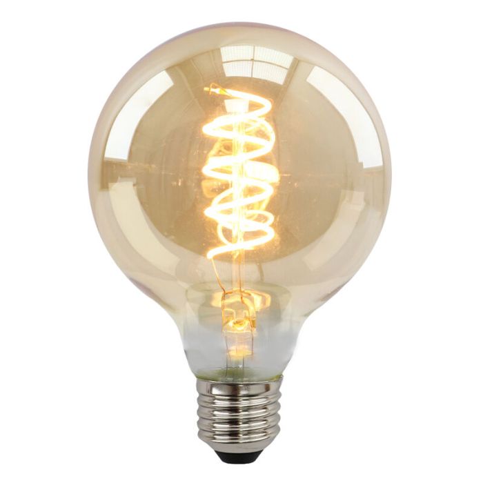 Dimmable E27 LED bulb, Tuelo, G95, 4w, amber glass, 2200K