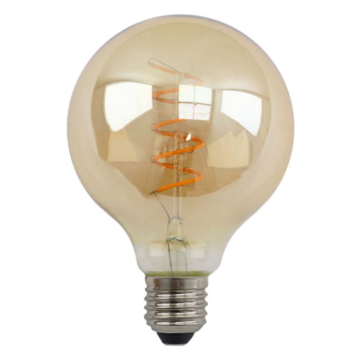 Dimmable E27 LED bulb, Tuelo, G95, 4w, amber glass, 2200K