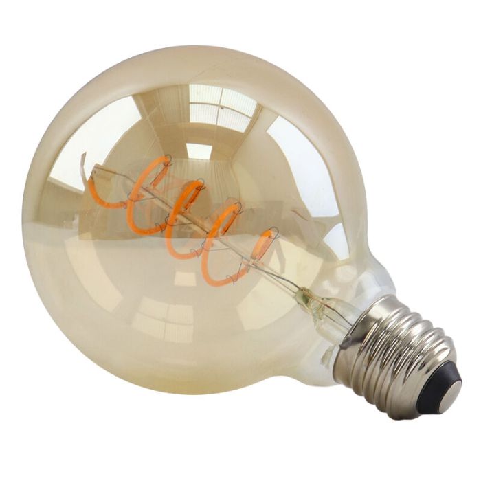 Dimmable E27 LED bulb, Tuelo, G95, 4w, amber glass, 2200K