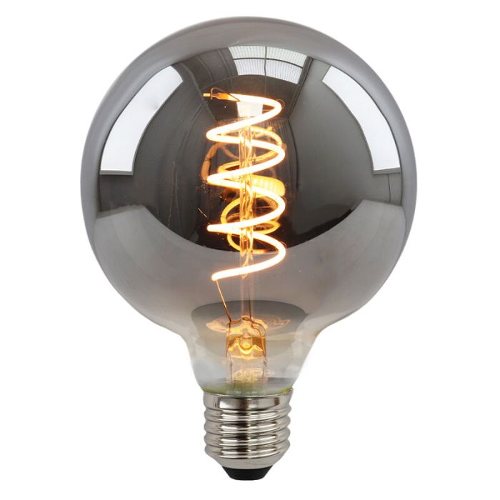 Dimmable E27 LED bulb, Tuelo, G95, 4w, smoke glass, 2200K