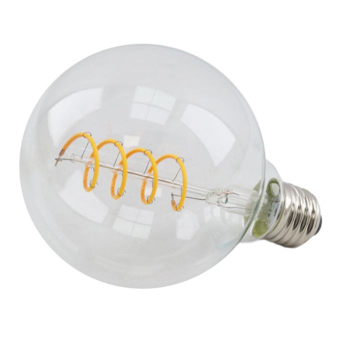 Dimmable E27 LED bulb, Tuelo, G95, 4w, transparent glass, 2700k
