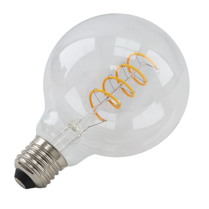 Dimmable E27 LED bulb, Tuelo, G95, 4w, transparent glass, 2700k