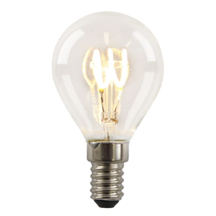 Dimmable Olucia E14 LED filament bulb Tuelo, P45, 4W, 2700K