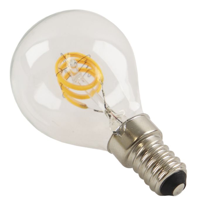 Dimmable Olucia E14 LED filament bulb Tuelo, P45, 4W, 2700K