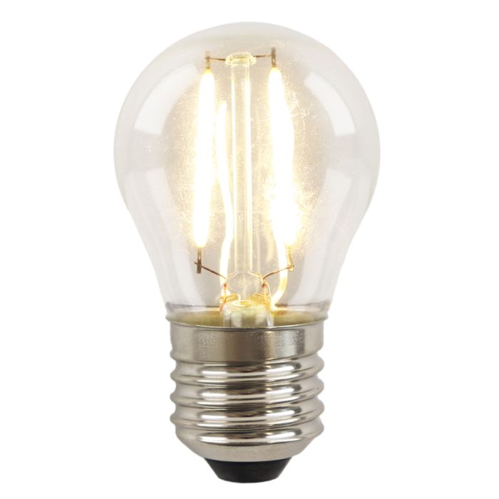 Dimmable Olucia E27 LED filament bulb Melchis, P45, 2W, 2700K