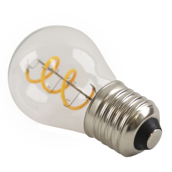 Dimmable Olucia E27 LED filament bulb Tuelo, P45, 4W, 2700K