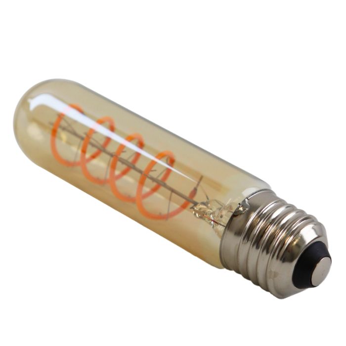 Dimmable Olucia E27 LED tubular bulb Damien, amber, 4W, 2200K