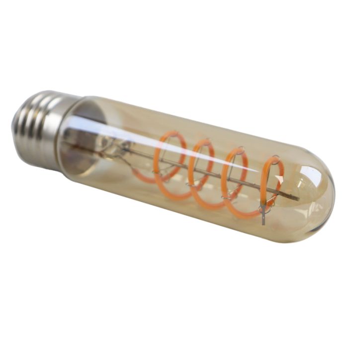 Dimmable Olucia E27 LED tubular bulb Damien, amber, 4W, 2200K