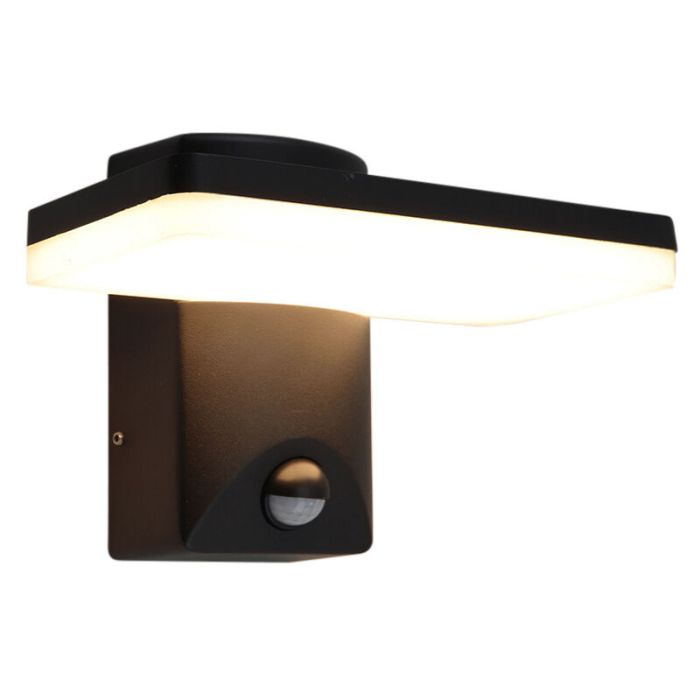 Modern outdoor wall light with motion sensor black, Loris, 12W, 2700K LED, IP44