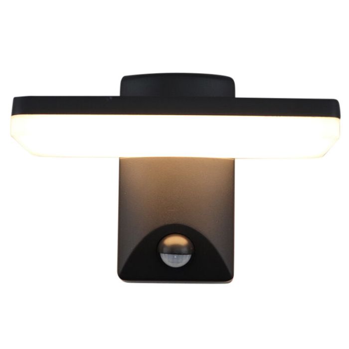 Modern outdoor wall light with motion sensor black, Loris, 12W, 2700K LED, IP44