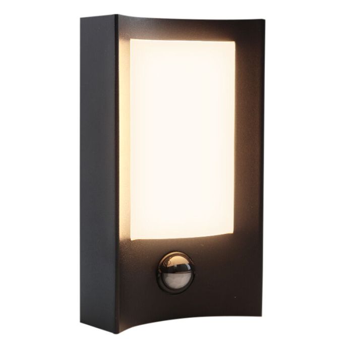 Modern outdoor wall light with motion sensor black, Loris, 6W, 3000K LED, IP44