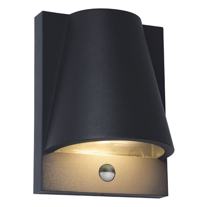 Modern outdoor wall light with motion sensor black, Luana, IP43